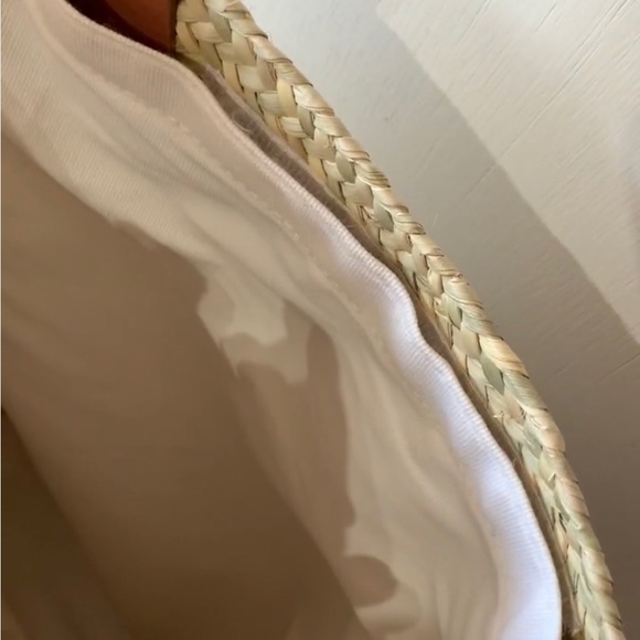 Large Natural Material Woven Tote with Leather Handles - Picture 7 of 14